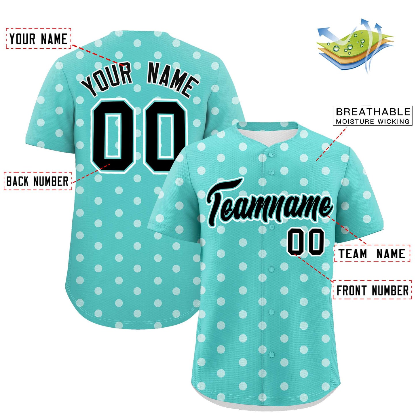 Custom Bright Green White Personalized Polka Dot Graffiti Pattern Authentic Baseball Jersey