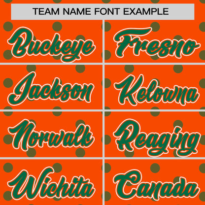 Custom Orange Kelly Green Personalized Polka Dot Graffiti Pattern Authentic Baseball Jersey