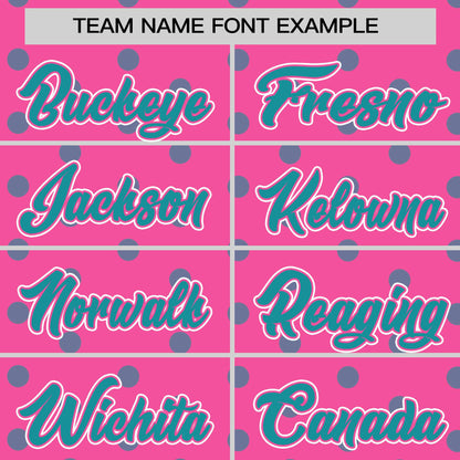 Custom Pink Aqua Personalized Polka Dot Graffiti Pattern Authentic Baseball Jersey