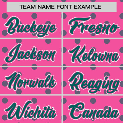 Custom Pink Aqua Personalized Polka Dot Graffiti Pattern Authentic Baseball Jersey