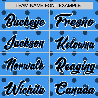 Custom Powder Blue Black Personalized Polka Dot Graffiti Pattern Authentic Baseball Jersey