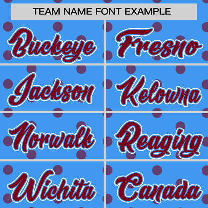 Custom Powder Blue Crimson Personalized Polka Dot Graffiti Pattern Authentic Baseball Jersey