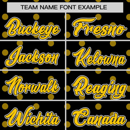 Custom Black Gold Personalized Polka Dot Graffiti Pattern Authentic Baseball Jersey