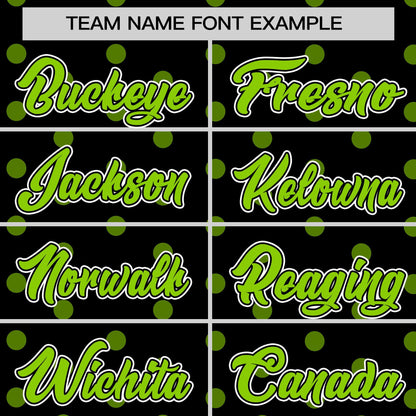 Custom Black Neon Green Personalized Polka Dot Graffiti Pattern Authentic Baseball Jersey