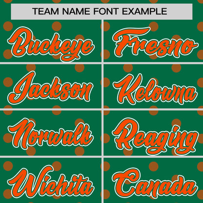 Custom Kelly Green Orange Personalized Polka Dot Graffiti Pattern Authentic Baseball Jersey