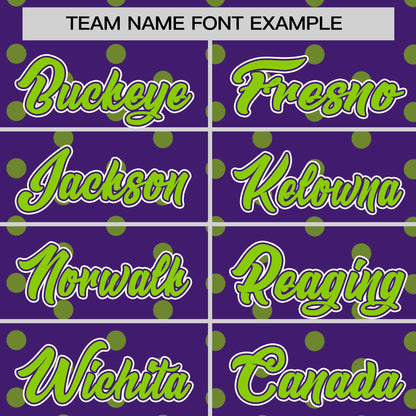 Custom Purple Neon Green Personalized Polka Dot Graffiti Pattern Authentic Baseball Jersey