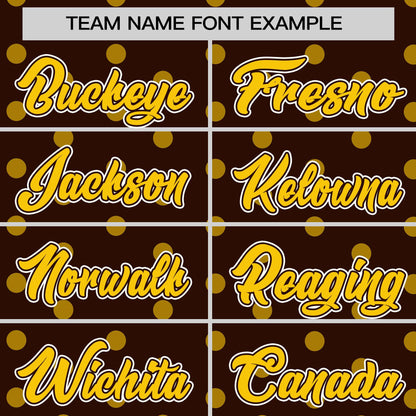 Custom Brown Gold Personalized Polka Dot Graffiti Pattern Authentic Baseball Jersey