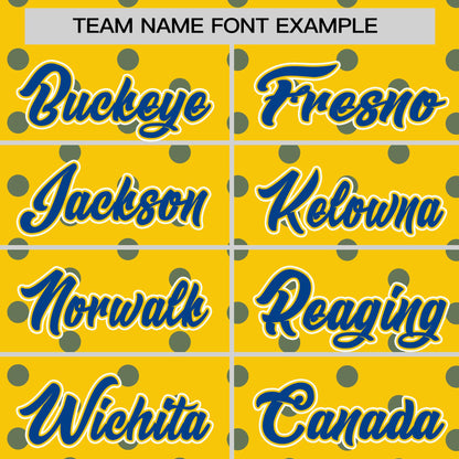 Custom Gold Royal Personalized Polka Dot Graffiti Pattern Authentic Baseball Jersey