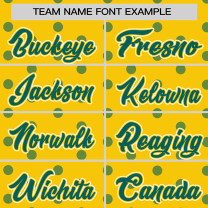 Custom Gold Aqua Personalized Polka Dot Graffiti Pattern Authentic Baseball Jersey