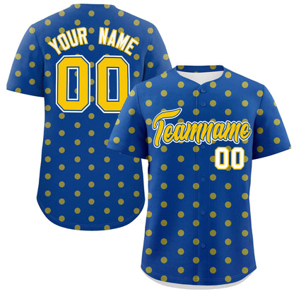 Custom Royal Gold Personalized Polka Dot Graffiti Pattern Authentic Baseball Jersey