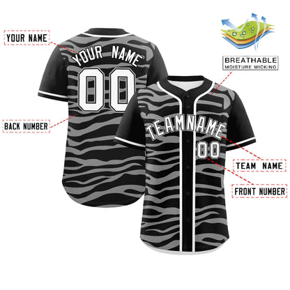 Custom Black White Zebra Stripes Graffiti Pattern Authentic Baseball Jersey