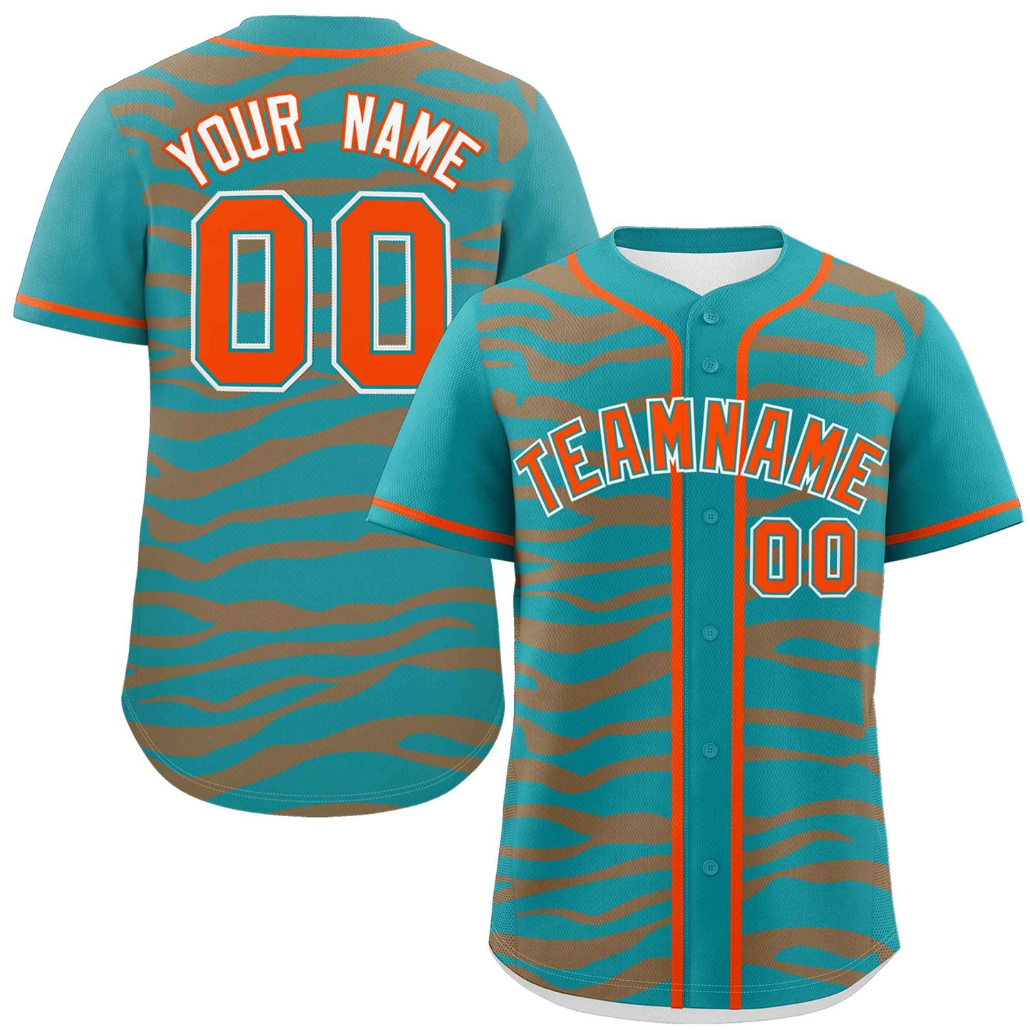 Custom Aqua Orange Zebra Stripes Graffiti Pattern Authentic Baseball Jersey