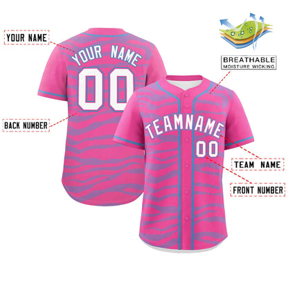 Custom Pink Powder Blue Zebra Stripes Graffiti Pattern Authentic Baseball Jersey