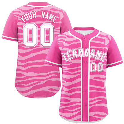 Custom Pink White Zebra Stripes Graffiti Pattern Authentic Baseball Jersey