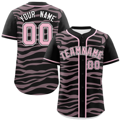 Custom Black Light Pink Zebra Stripes Graffiti Pattern Authentic Baseball Jersey