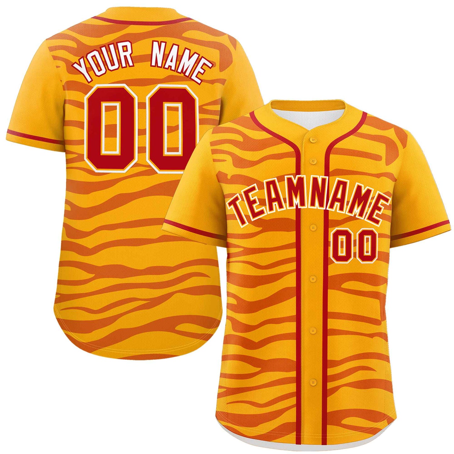 Custom Yellow Red Zebra Stripes Graffiti Pattern Authentic Baseball Jersey