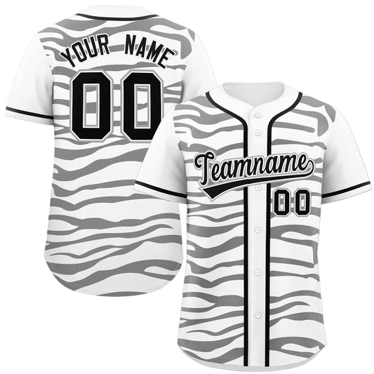 Custom White Black Zebra Stripes Graffiti Pattern Authentic Baseball Jersey