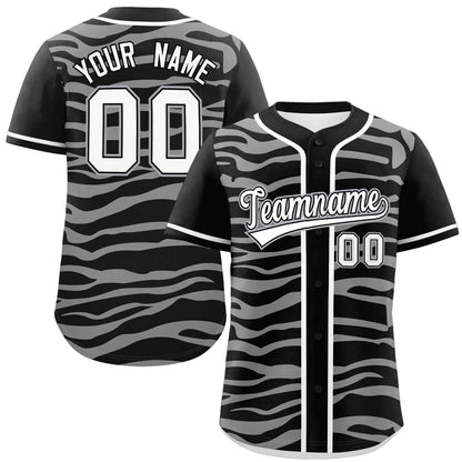 Custom Black White Zebra Stripes Graffiti Pattern Authentic Baseball Jersey