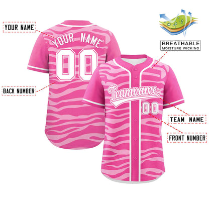 Custom Pink White Zebra Stripes Graffiti Pattern Authentic Baseball Jersey