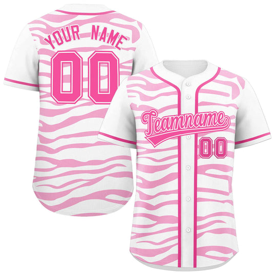 Custom White Pink Zebra Stripes Graffiti Pattern Authentic Baseball Jersey