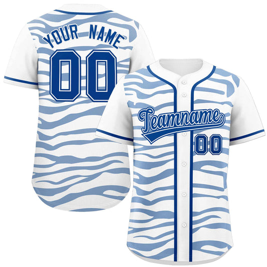 Custom White Royal Zebra Stripes Graffiti Pattern Authentic Baseball Jersey