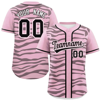 Custom Light Pink Black Zebra Stripes Graffiti Pattern Authentic Baseball Jersey