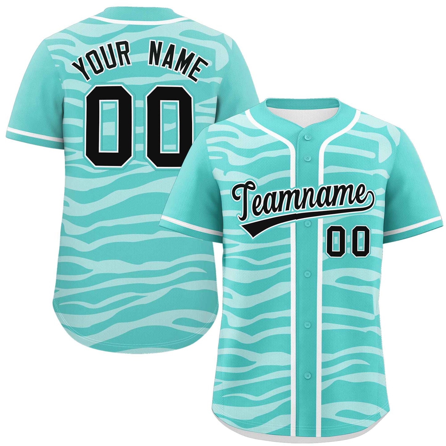 Custom Aqua White Zebra Stripes Graffiti Pattern Authentic Baseball Jersey