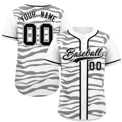 Custom White Black Zebra Stripes Graffiti Pattern Authentic Baseball Jersey