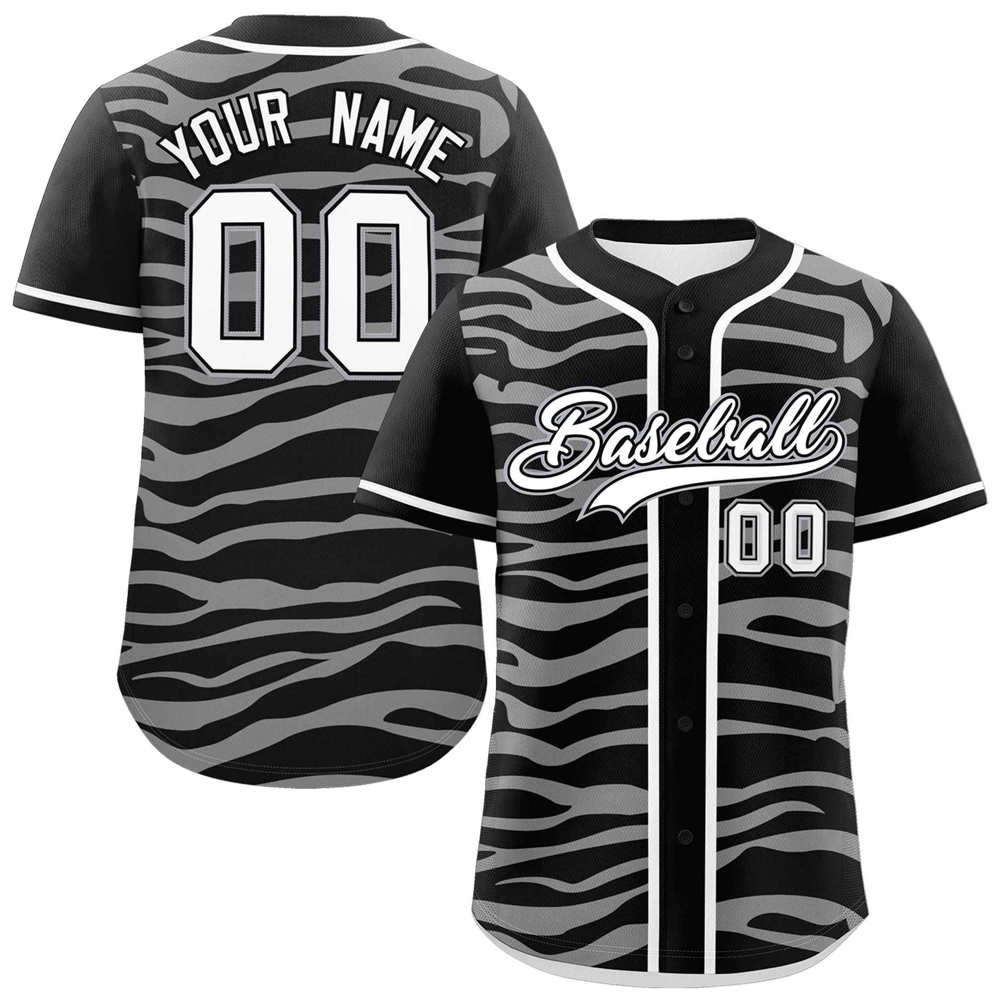 Custom Black White Zebra Stripes Graffiti Pattern Authentic Baseball Jersey