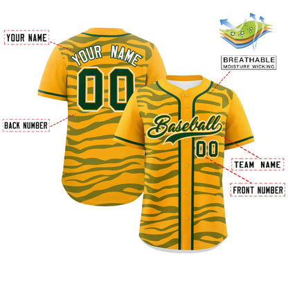 Custom Yellow Green Zebra Stripes Graffiti Pattern Authentic Baseball Jersey