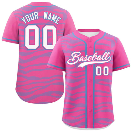 Custom Pink Powder Blue Zebra Stripes Graffiti Pattern Authentic Baseball Jersey