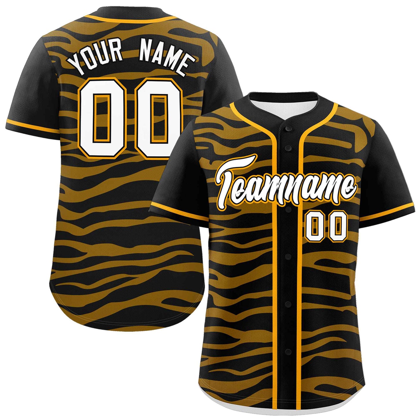 Custom Black Yellow Zebra Stripes Graffiti Pattern Authentic Baseball Jersey