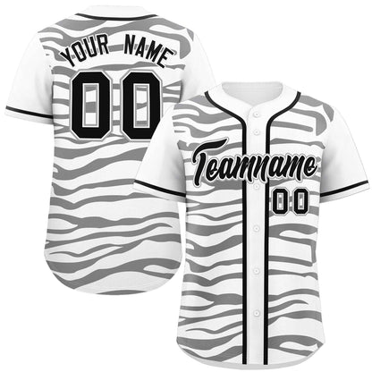 Custom White Black Zebra Stripes Graffiti Pattern Authentic Baseball Jersey