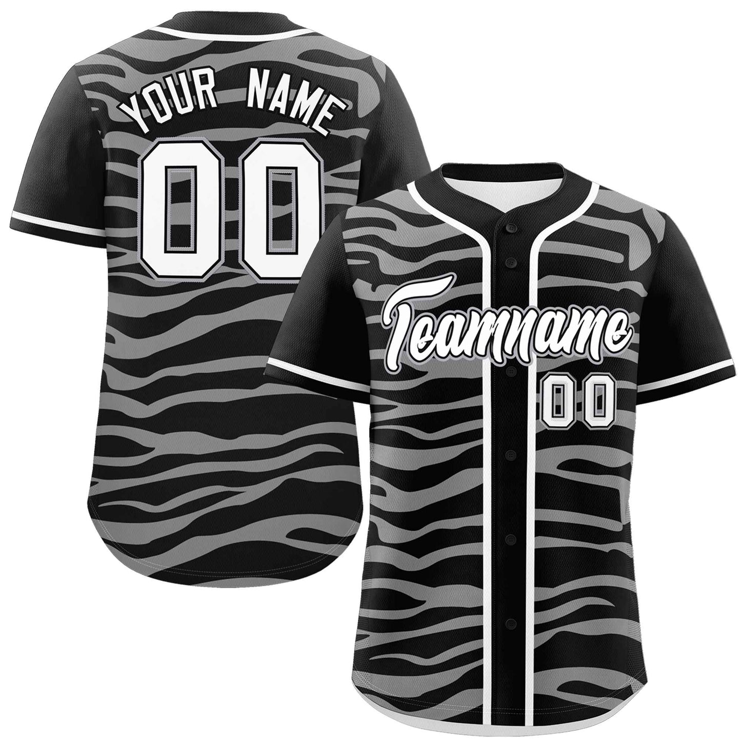 Custom Black White Zebra Stripes Graffiti Pattern Authentic Baseball Jersey