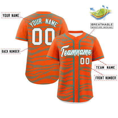 Custom Orange Aqua Zebra Stripes Graffiti Pattern Authentic Baseball Jersey