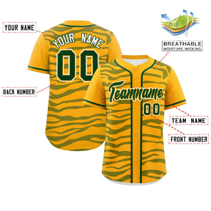 Custom Yellow Green Zebra Stripes Graffiti Pattern Authentic Baseball Jersey