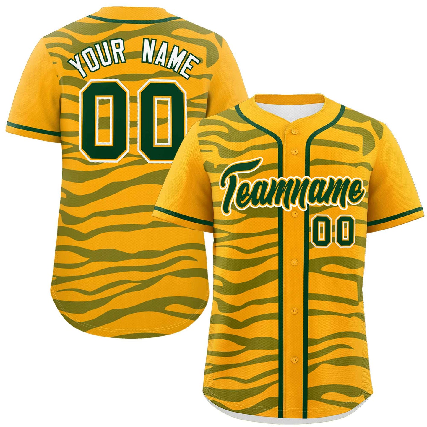 Custom Yellow Green Zebra Stripes Graffiti Pattern Authentic Baseball Jersey