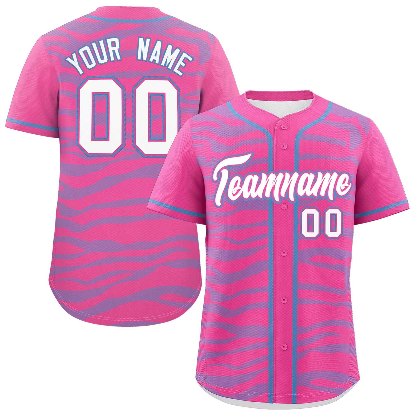 Custom Pink Powder Blue Zebra Stripes Graffiti Pattern Authentic Baseball Jersey