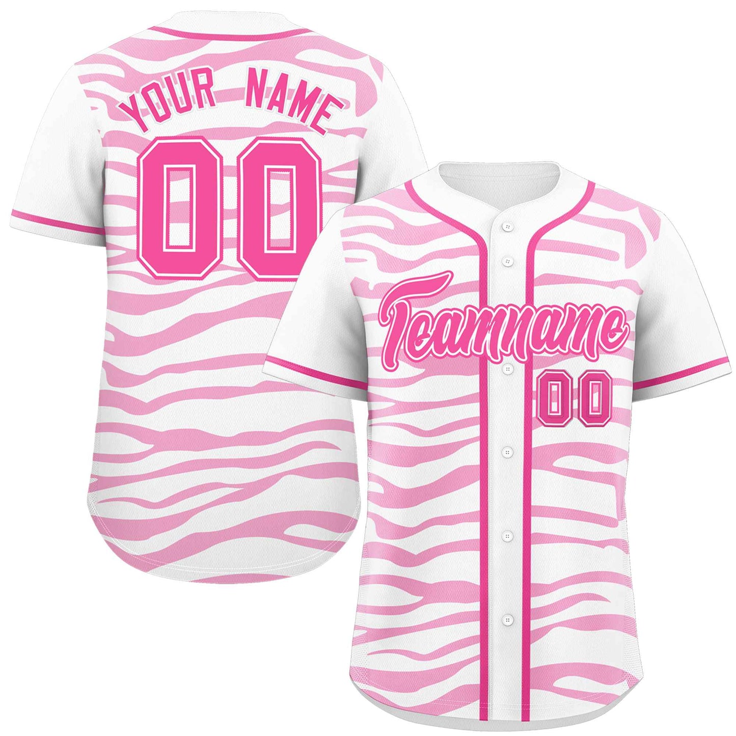 Custom White Pink Zebra Stripes Graffiti Pattern Authentic Baseball Jersey