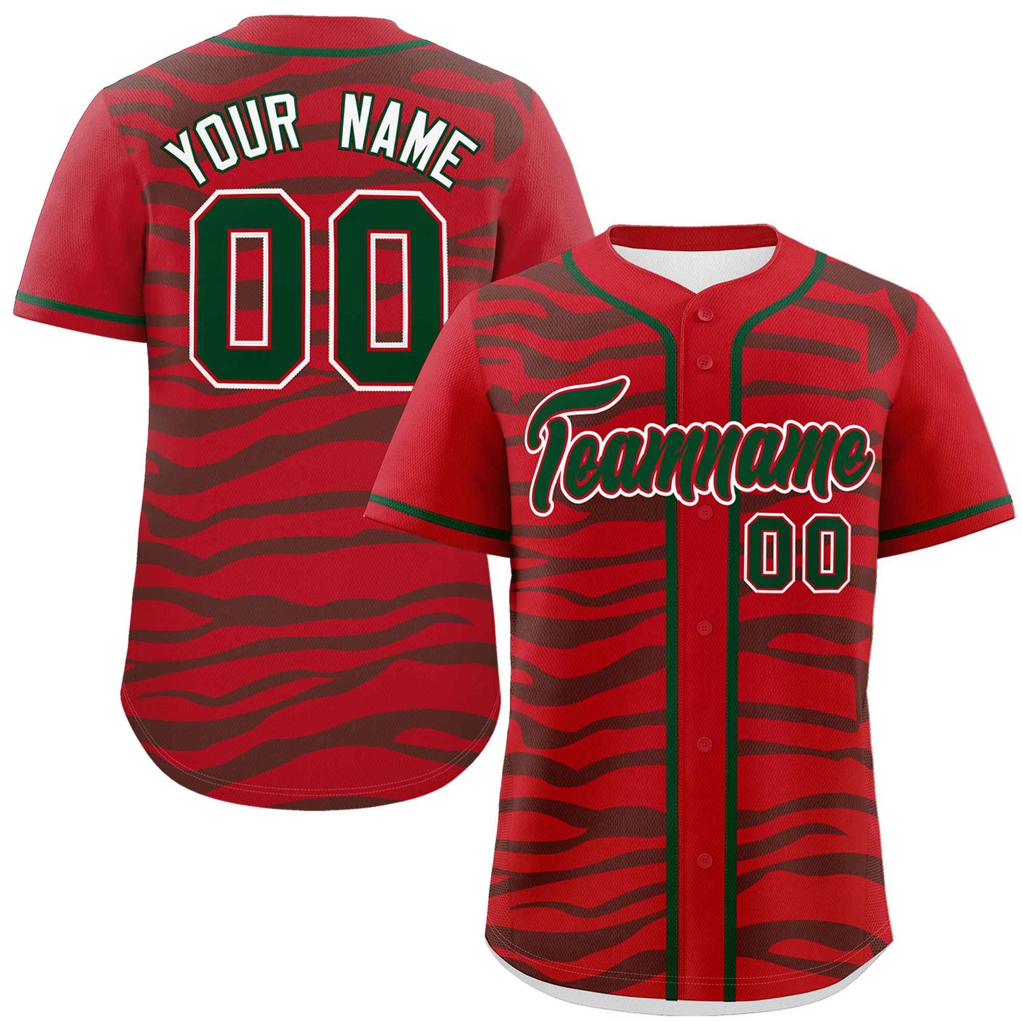 Custom Red Green Zebra Stripes Graffiti Pattern Authentic Baseball Jersey