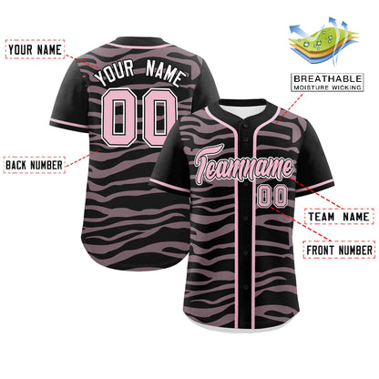 Custom Black Light Pink Zebra Stripes Graffiti Pattern Authentic Baseball Jersey