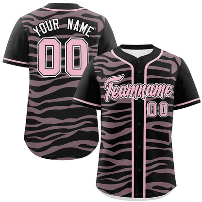 Custom Black Light Pink Zebra Stripes Graffiti Pattern Authentic Baseball Jersey