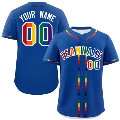 Custom Royal LGBT Rainbow For Pride Month Classic Style Authentic Baseball Jersey