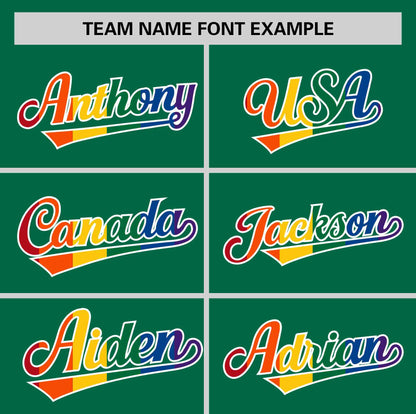 Custom Kelly Green LGBT Rainbow For Pride Month Classic Style Authentic Baseball Jersey