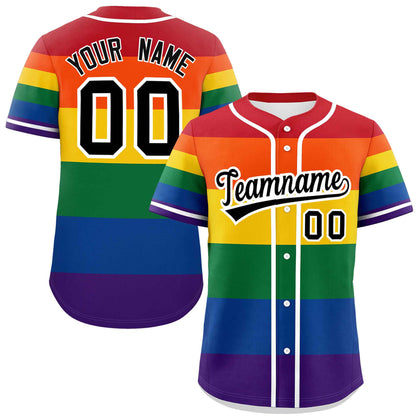 Custom LGBT Rainbow For Pride Month Color Block Personalized Authentic Baseball Jersey