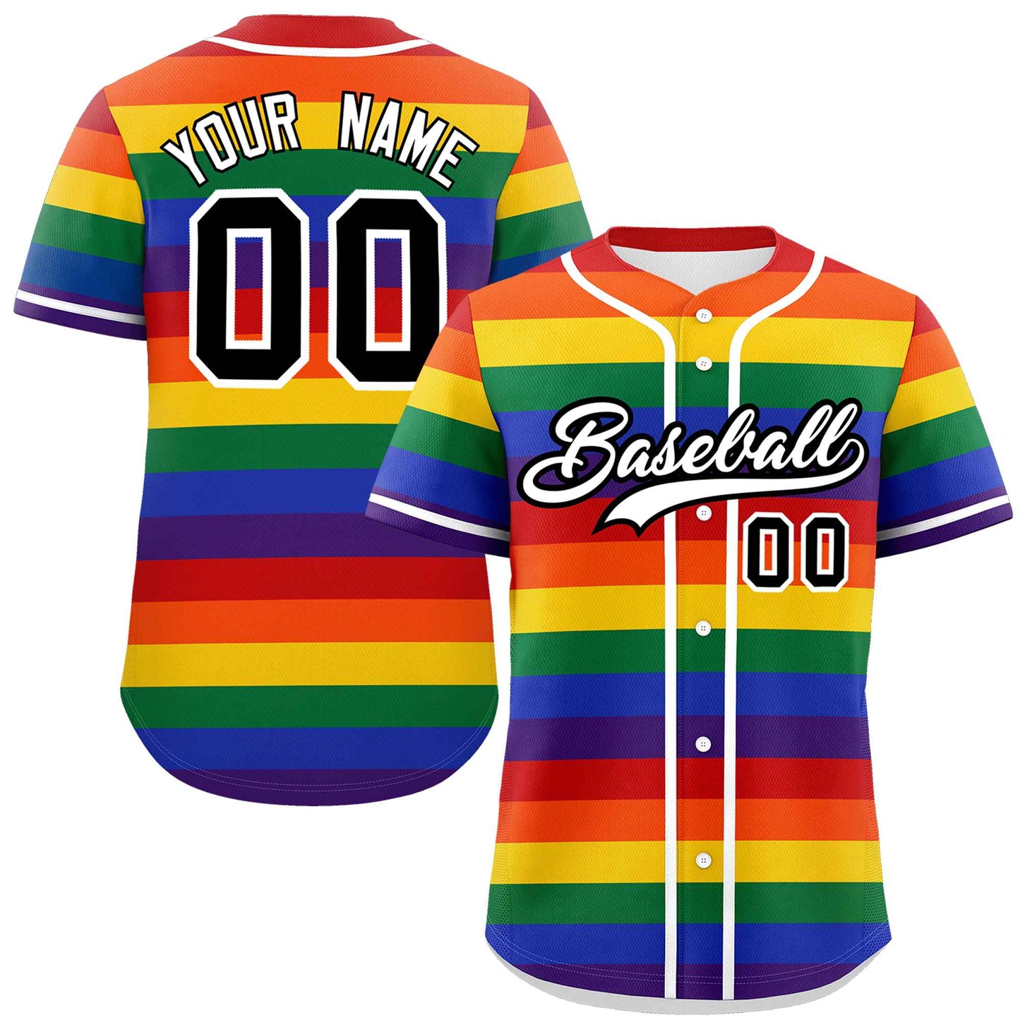 Custom LGBT Rainbow For Pride Month Color Block Personalized Authentic Baseball Jersey