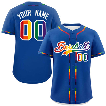 Custom Royal LGBT Rainbow For Pride Month Classic Style Authentic Baseball Jersey