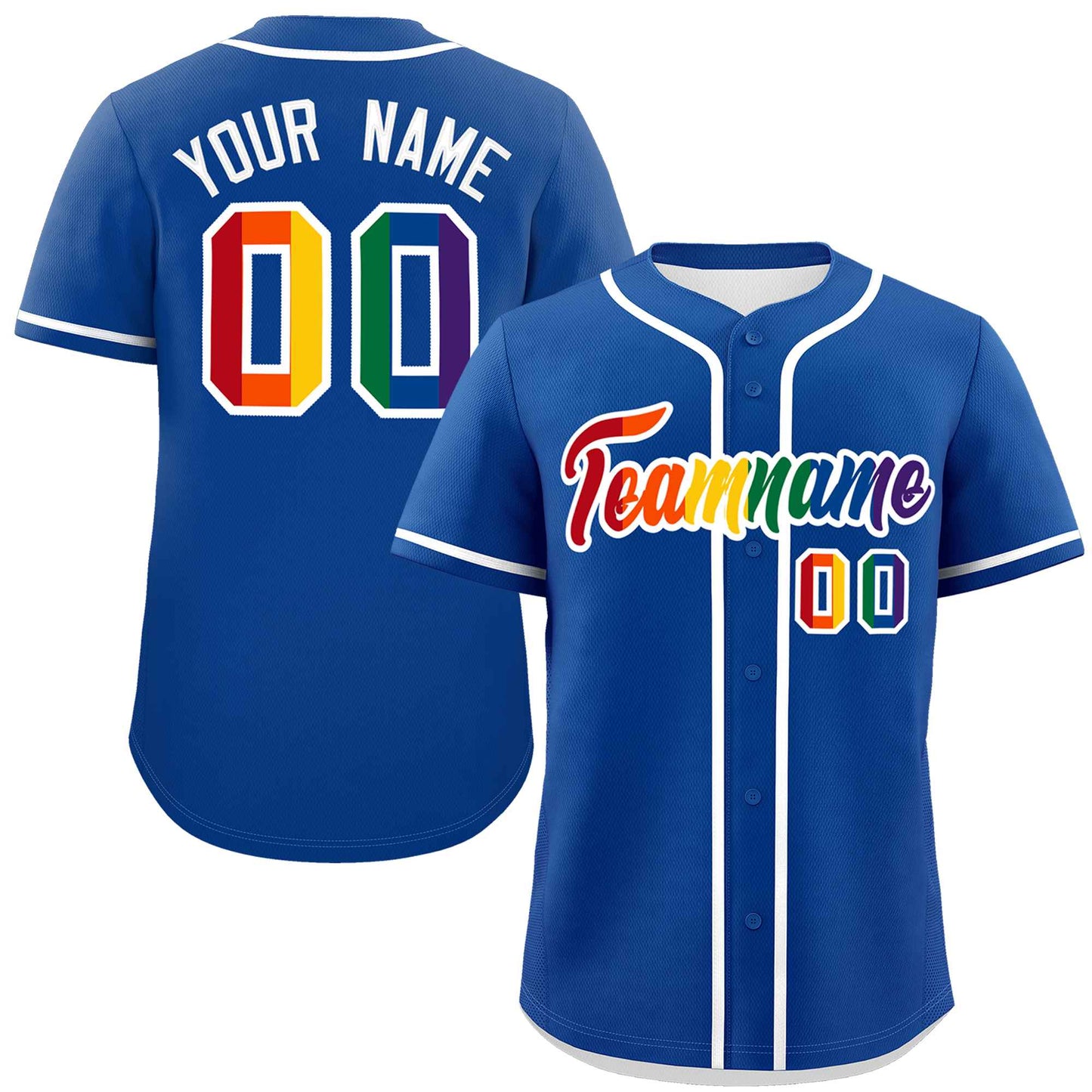 Custom Royal LGBT Rainbow For Pride Month Classic Style Authentic Baseball Jersey