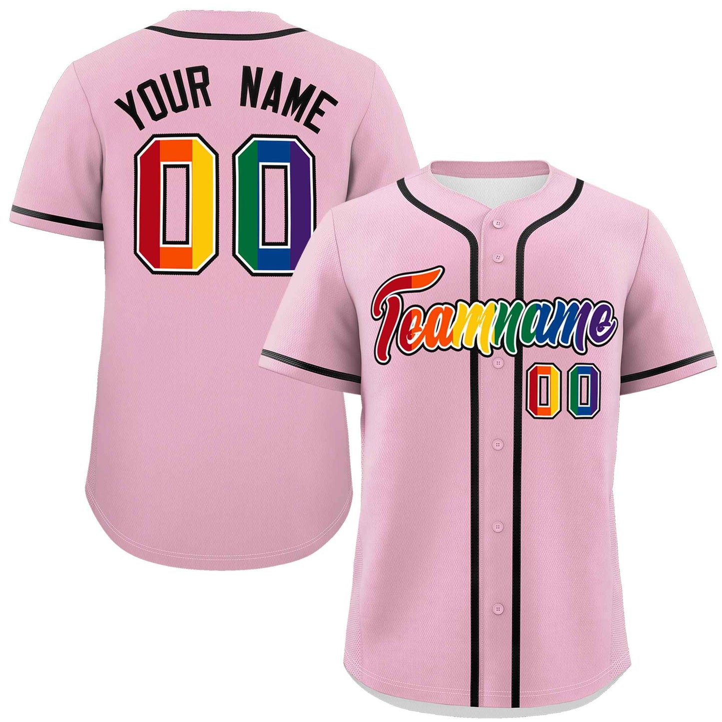 Custom Light Pink LGBT Rainbow For Pride Month Classic Style Authentic Baseball Jersey