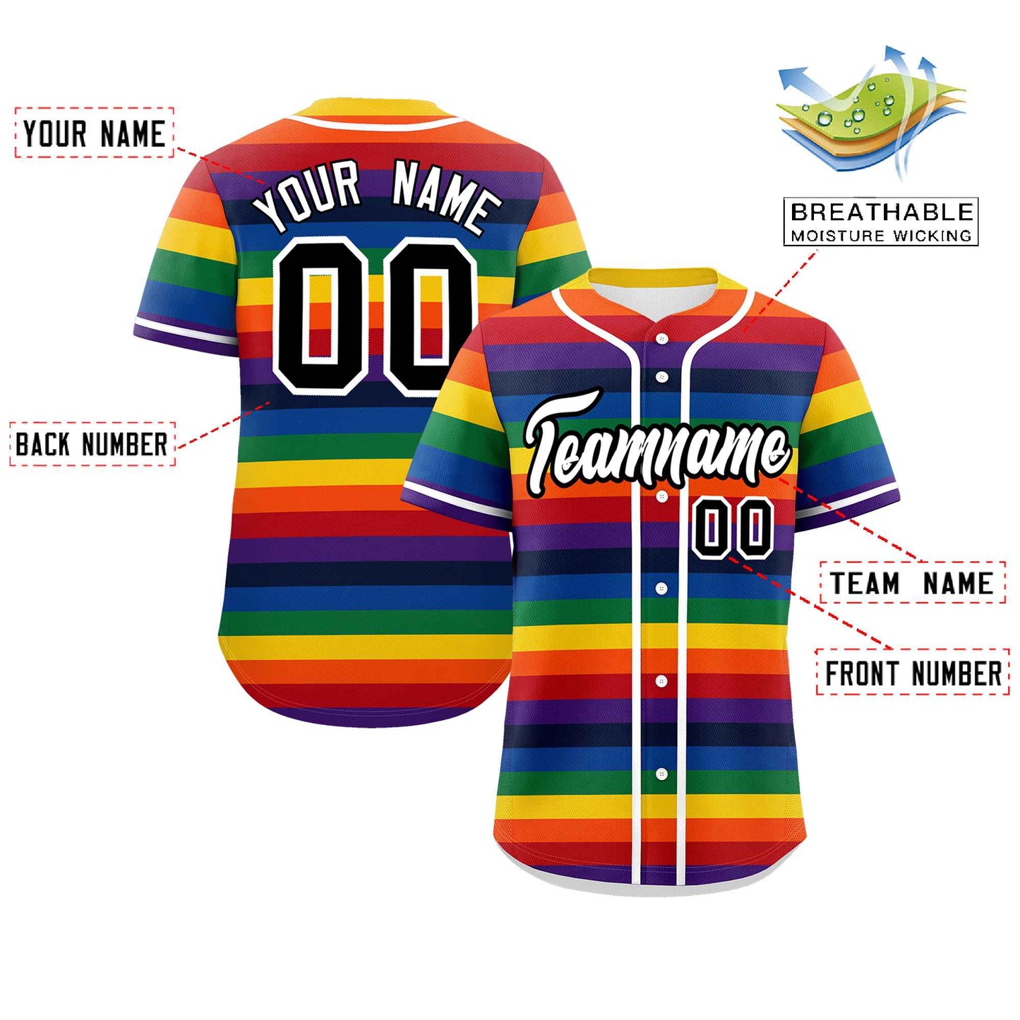 Custom LGBT Rainbow For Pride Month Color Block Personalized Authentic Baseball Jersey